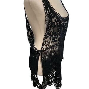 Elegant Crochet Black Tank, Blouse Or Swimsuit Coverup. Size M/L